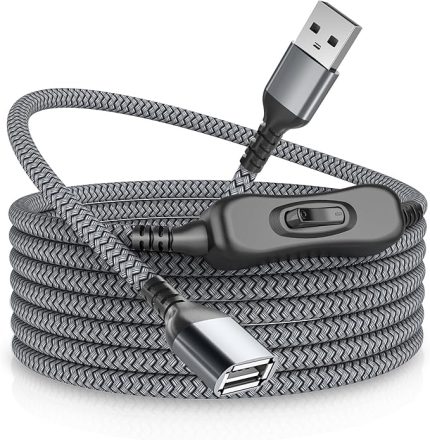 USB uzatma kablosu, şalterli, 0,3 m, A tipi fiş, uzatma kablosu, açma/kapama şalterli destek (veri ve enerji), USB ON/OFF uzatma kablosu, USB LED lamba, klavye için anahtarlı