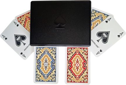 Angora Kem Kutulu Plastik Iskambil Oyun Kartı Çift Deste - Plastic Playing Cards Double Deck (Siyah)