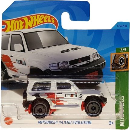 Wheels - Mitsubishi Bajero Evolution - Mud Studs 3/5 - HKK36 - Short Card - beyaz - Rally Art - Mattel 2023