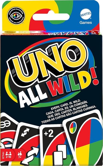 Games 112 Kartlı UNO All Wild Kart Oyunu, 7 Yaş ve Üzeri Oyuncular için Çocuk, Aile ve Yetişkin Oyun Gecesi için Hediye