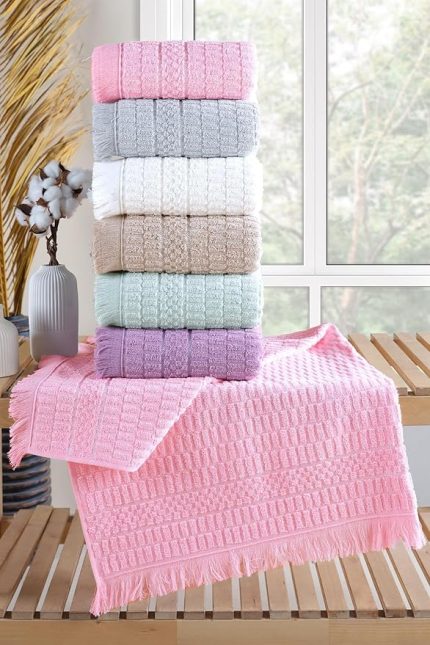 | 6'lı 50x90 cm El&Yüz Havlu Seti Pembe