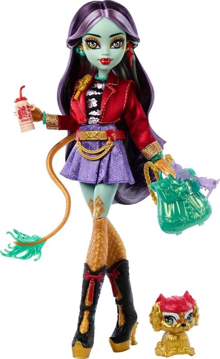 HIGH JINAFIRE LONG™ Monster High Jinafire Long bebek, köpekçiği Cloudy 'Yun Yun' ve 7 aksesuar HYV58