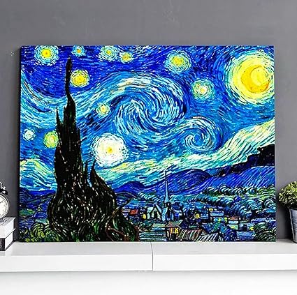 Elmas Boyama Kiti DIY 5D Tam Elmas Büyük Boy Van Gogh Yıldızlı Gece Mozaik Çapraz Dikiş Oturma Odası için Duvar Süslemeleri 90x60cm - Görsel 4