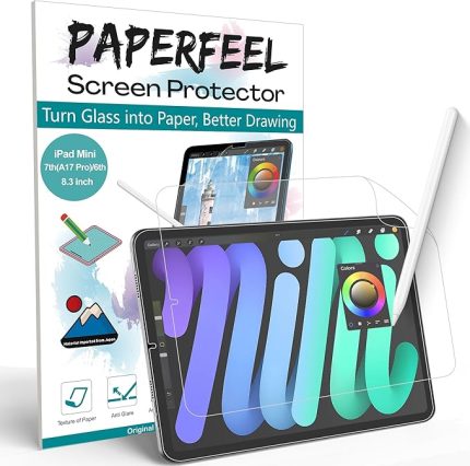 [2 adet] iPad Mini A17 Pro 2024 (7. Nesil) / iPad Mini 6. Nesil 2021 için Koruyucu Folyo, iPad 8,3 inç için Ekran Koruyucu Folyo, Yazma, Çizim, Parlama Koruması, Parmak İzi Önleyici
