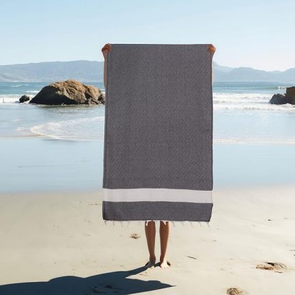 Elmas Desenli Diamond Pamuk Peştamal Banyo ve Plaj Havlusu 100x180 cm Siyah 100x180