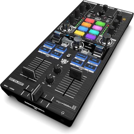 Mixtour Pro | Ultra Taşınabilir Hepsi Bir Arada 4-Deck USB-C Ses Kartlı DJ Controller/Kontrolör | Algoriddim djay Pro için (Mac, PC, iOS & Android uyumlu)