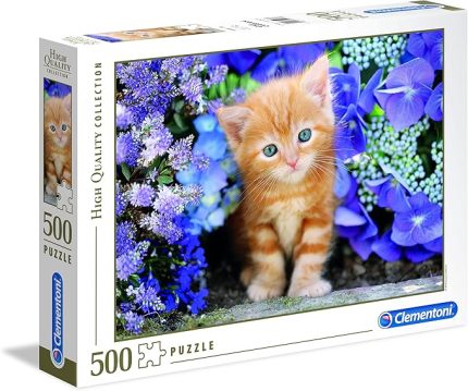 - 500 Parça HQ Collection Yetişkin Puzzle - Ginger Cat In Flowers