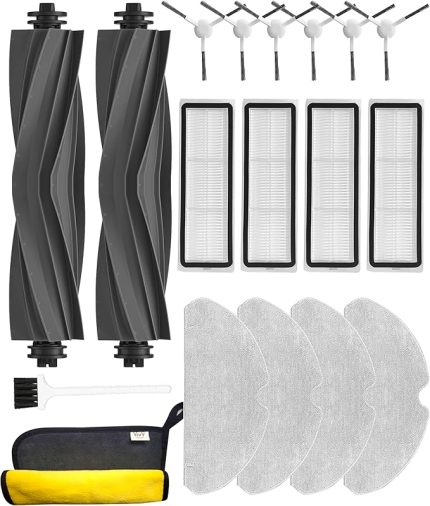 Dreame D10s/D10s pro elektrikli süpürge için 18 adet yedek paket: 6 yan gül, 4 adet paspas pedi, 4 adet HEPA filtresi, 2 ana fırça