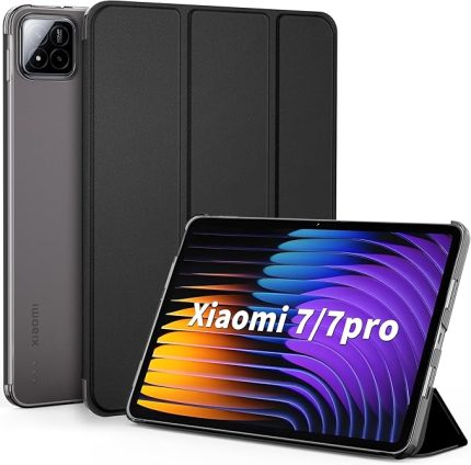 Xiaomi Mi Pad 7/ Mi Pad 7 Pro için kılıf (11,2 inç, model 2025, 7. nesil), ultra ince yarı saydam mat arka kapak, siyah