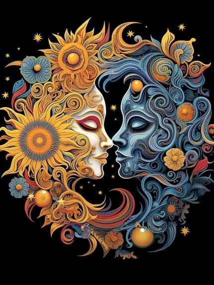 Güneş ve Ay Elmas Boyama Yetişkinler Yeni Başlayanlar Kitleri, Manzara Boyama Kitleri Kristal Yapay Elmas Nakış Çapraz Dikiş Nakış Resimleri, Sanatları Ev Duvar Dekorasyonu 40x50cm