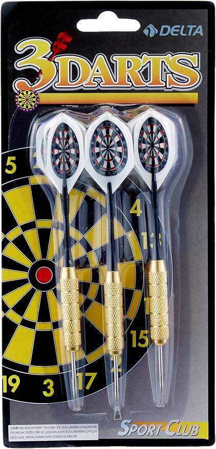 Dart Oku (3’lü Set) - Çelik Uç + Pirinç Gövde + Renkli Kanat - Dart Oku Seti, 22 GR