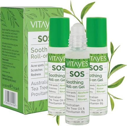 SOS Cilt Serumu - Akne ve Sivilce Önleyici, Siyah Nokta, Cilt Kızarıklığı, Kaşıntı, Sinek Böcek Isırması Karşıtı Onarıcı Çay Ağacı Yağı ve Provitamin B5 Serumu, Üçlü Ambalaj 30 ml