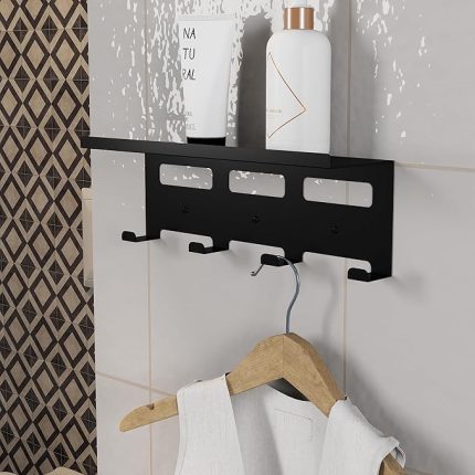 Metal Duvar Rafı ve Askılık - Çok Amaçlı Askı Aparatatı - Banyo, Mutfak, Giyinme Odası, Kiler ve Oda Kapı arkaları için Uygun