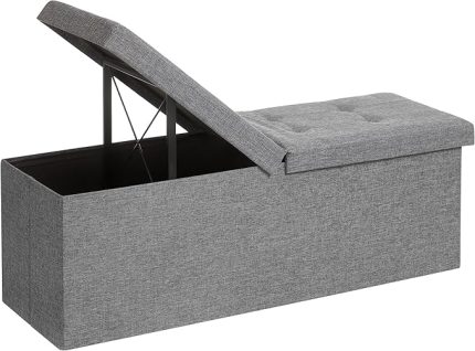 Depolama Alanlı Tabure, 110 x 38 x 38 cm, 300 kg'a Kadar Dayanıklı, Açık Gri LSF71G