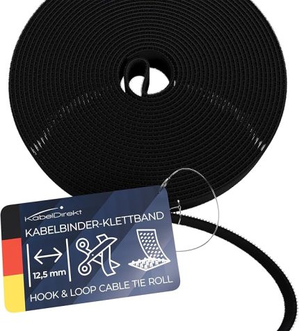 – cırt kablo bağı – 15 m×12,5mm – istenen boyutta kesilebilir, yeniden kullanılabilir (kesilebilir cırt rulosu, tekrar kapatılabilir bant kabloları vs. bağlar, siyah)