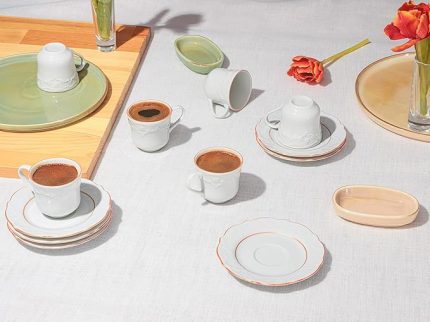 Rose Boya Yaldız 6 Kişilik Kahve Takımı 85cc