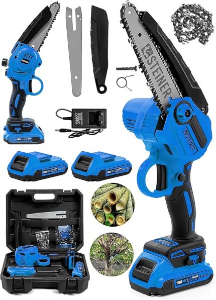 Alman 198 Vf 10 Ah 25 Cm Bakır Sargılı Akülü Dal Kesme Budama Testere Bıçkı Makinesi Mavi