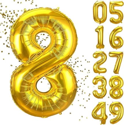 8 Yaş Doğum Günü Rakamlı Balon Yaş Günü Gold Renk Uçan Balon 102 cm Doğum Günü ve Parti Dekorasyonu Büyük Boy Folyo Balon 40 inç - 102 cm Doğum Günü Dekorasyonu Balon Yaş Sayı Helyum Balon 8 Rakamı