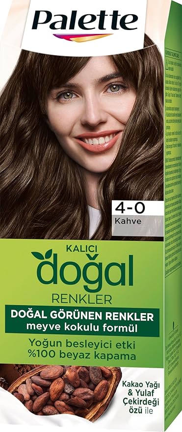 Kalıcı Doğal Renkler 4-0 Amber Kahve Saç Boyası