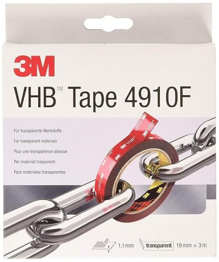 3M 4910F Montaj Yapışkan Bant Çift Taraflı - Neredeyse Görünmez Yapışkan Tabakalı Şeffaf Malzemelerin Yapıştırılmasını Sağlar - 19 mm x 3 m, Şeffaf, 1,0 mm (1'li Paket)