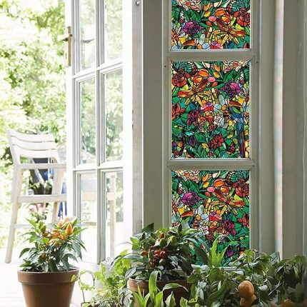 346-0647-4PK Kendinden Yapışkanlı Gizlilik Camı Pencere Filmi, Yaylı Şapel/Tulia, 43 cm x 198 cm Rulo, 4'lü Paket