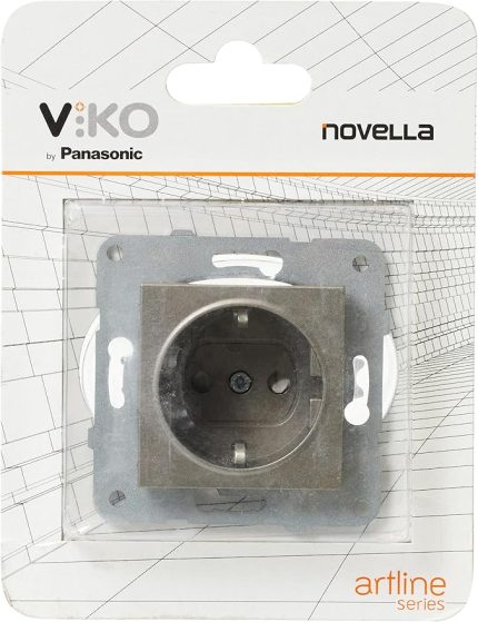 Novella Antrasit Toprakli Priz Çarpma Karşıtı Çocuk Korumalı Mekanizma+Düğme Kapak Çabuk Bağlanti Çarpma Karşıtı Çocuk Korumalı
