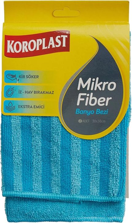 Mikrofiber Banyo Bezi 2'li Set, Çift Taraflı Ekstra Hızlı Kuruyan Mikrofiber Temizlik Bezi Seti 30x30 cm, Kir Sökücü Tasarım, Yüksek Emiş Gücü, Tüy Çizik Bırakmayan Banyo Temizlik Bezi Seti