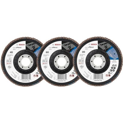 Professional 3 Adet Flap Disk Seti X551 Expert for Metal, Çelik ve Paslanmaz Çelik Taşlama için, Açılı, 115 mm, Kum Kalınlığı 40/60/80, Küçük Avuç Taşlama Makineleri için Uygundur