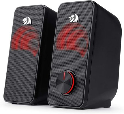 Stereo Hoparlör 2.0 Stentor (GS500) 2 x 3 W Arka Aydınlatmalı Bilgisayar için, Kırmızı, USB üzerinden güç beslemesi ve 3,5 mm jak fişi, siyah