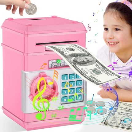 kumbara kasa, çocuklar, kız ve erkek çocuklar için, müzik ve sessiz modlu, dijital kumbara, şifreli çocuklar için güvenli para kutusu, ATM kumbara, çocuklar için bozuk para, hediye,