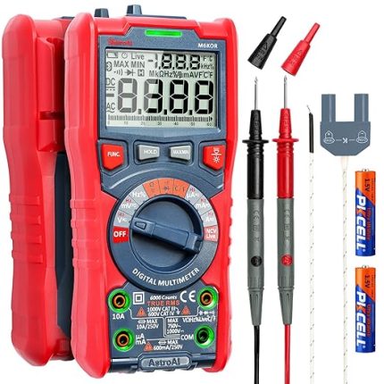 M6K0R 6000 TRMS Dijital Multimetre, Voltmetre, Polimetre, AC/DC Akım, AC/DC Gerilim, Direnç, Frekans, Kapasitans, Süreklilik, Test Diyotları için Test Cihazı Sayımları