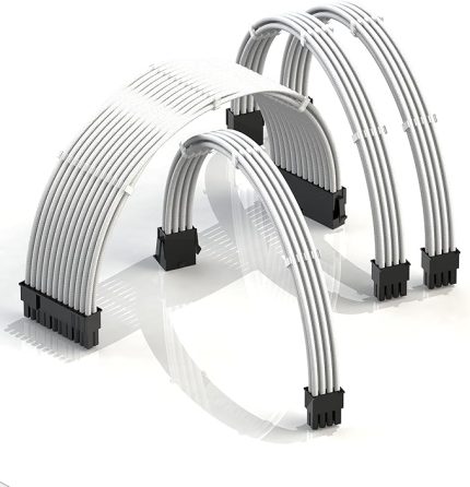 ile PSU kablo uzatma Zarflı GPU Ismarlama PC güç kaynağı | 1x 24 P (20 + 4) | 1x 8 P (4 + 4) İşlemci | 2x 8 P (6 + 2) grafik işlemcisi grubu | 30CM 300MM - Beyaz