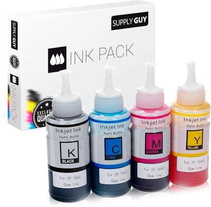 Guy Mürekkep Epson 664 ile Uyumlu EcoTank ET 14000 2550 2650 4500 L100 L110 L1300 L200 L210 L300 L3050 L3060 L3070 L310 L355 L361 L365 L382 L385 L455 L485 L486 L555 L565 (4x 70 ml)