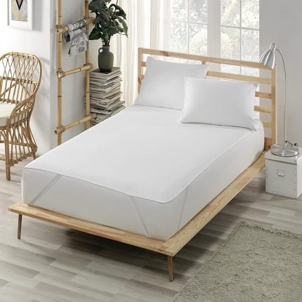 Geçirmez Alez Yatak Koruyucu Pamuklu Köşe Lastikli Tek Kişilik Çift Kişilik (160 x 200 cm)