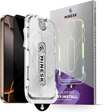 iphone 16 PRO MAX için Privacy Hayalet Gizlilik filtreli Kolay Kurulum Ekran Koruyucu Toz Bırakmayan ve Kendiliğinden Yapışan Hizalama Kitli Temperli Cam (16 Pro Max)