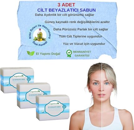 Doğal Cilt Beyazlatıcı Sabun 140 Gr x 3 Adet Tüm Cilt Tipleri İçin B ve E Vitaminli