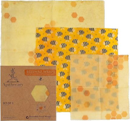 Balmumu Gıda Sargısı - Plastik ve Silikonsuz – Arı Balmumu ile Sarma Levhaları - Yeniden Kullanılabilir - Çevre Dostu Gıda Saklama Çözümü - Sıfır Atık - Ekmek ve Sandviç Sargısı - Sürdürülebilir Hediyeler Yeniden Kullanılabilir Balmumu Gıda Sargıları Çeşitli Pakette, 3'lü Set (S,M,L)
