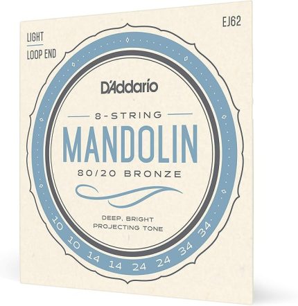 Mandolin için EJ62 D`Addario Tel Seti (80/20 Bronz, Light, 10-34)