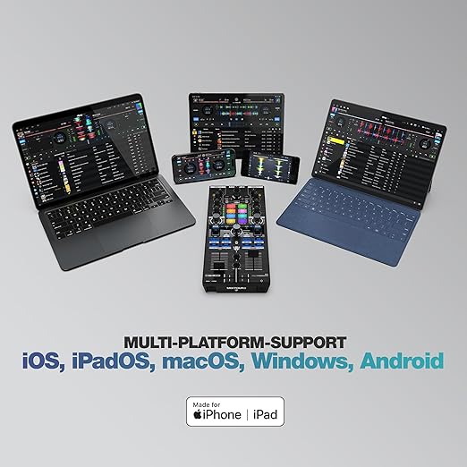Mixtour Pro | Ultra Taşınabilir Hepsi Bir Arada 4-Deck USB-C Ses Kartlı DJ Controller/Kontrolör | Algoriddim djay Pro için (Mac, PC, iOS & Android uyumlu) - Görsel 4
