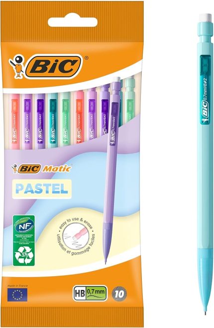 Matic Pastel 0.7 Uçlu Versatil Kalem 10'lu Poşet, 5 Farklı Pastel Renk, 3 Adet 0.7 HB Uç ile, Kolayca Silinir