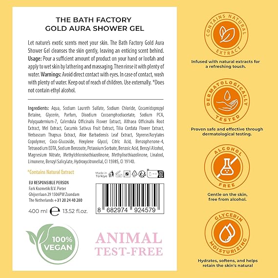 Bath Factory Gold Aura Nemlendirici Ve Besleyici Mistik Kokulu Duş Jeli 400 ml - Görsel 2