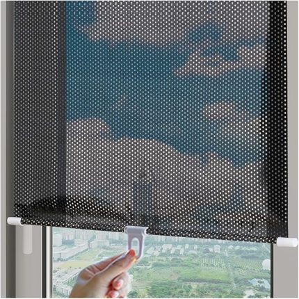 Vantuz Pencere Gölgesi, Vantuzlu Stor Perde, Karartma Perdesi, Yumruksuz Geri Çekilebilir Balkon Güneşliği, Pencere Gölgesi Kör Mutfak Ofis Araç Gizlilik Ekranı, G50*Y125 cm/G19,68*Y49,21 inç