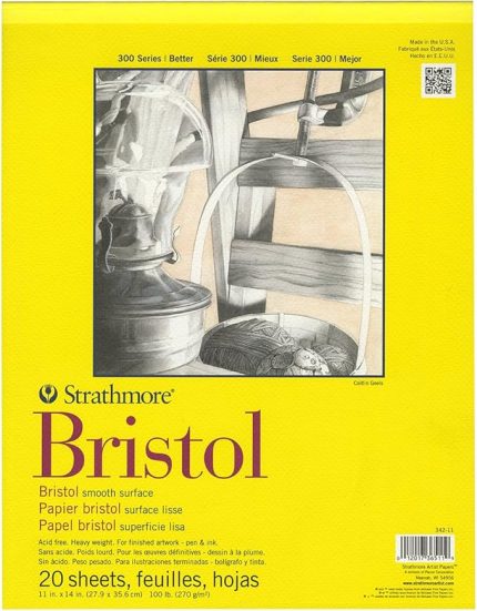 300 Serisi Bristol Pürüzsüz Kağıt Ped 27,9 x 35,6 cm, 20 Yaprak, Kağıt, Şeffaf, 11x14