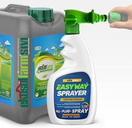 EkosolFarm Sıvı Solucan Gübresi 10 Lt + EasyWay Hortum Ucu Sprayer EWB Çim ve Tüm Bahçe Bitkilerine Uygun Sıvı Gübre