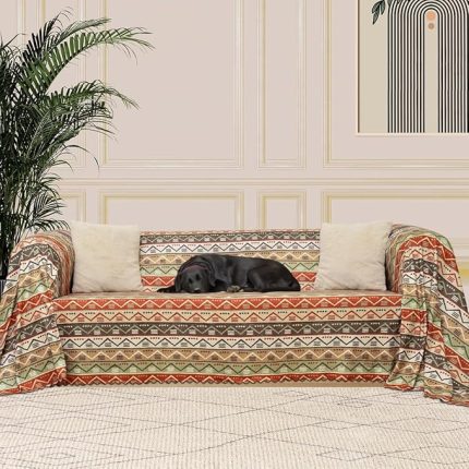 Boho Etnik Desenli Mikrofiber Koltuk Örtüsü ve Şalı, Kaymaz 180x300 cm
