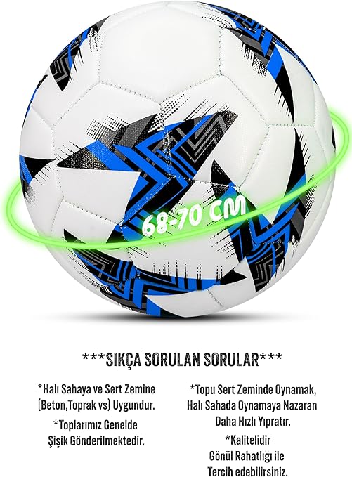 Futbol Topu Europe Ligi Pompalı Set Dayanıklı Sert Zemin Halı Saha Futbol Topu 100 - Görsel 4