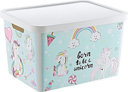 Stafi Desenli Çok Amaçlı Kapaklı Kutu 18 LT UNİCORN