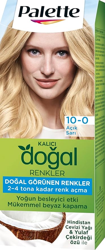 Kalıcı Doğal Renkler 10-0 Açık Sarı Saç Boyası