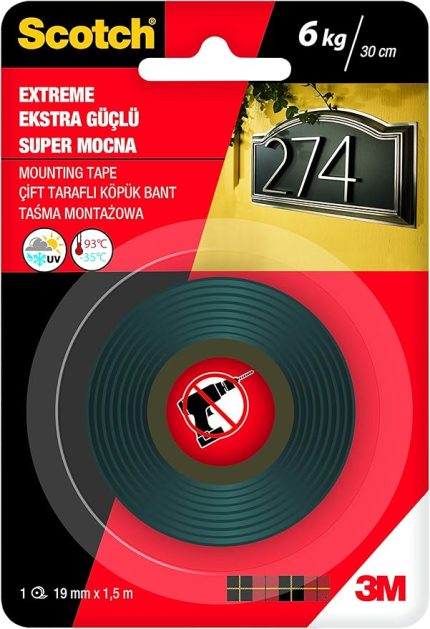4002 Extra Güçlü Montaj Bandı 19mm x 1, 5m