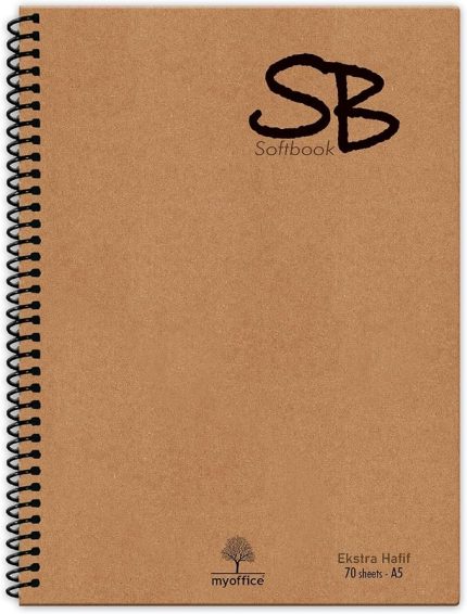 A5 140 Sf. Defter Kraft Kapak Spiralli Hafif Kağıt KARELİ 70 Yp.